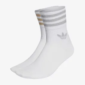 Adidas Originals | WMN'S MID-CUT GLITTER CREW SOCKS 2 PAIRS  { WHITE