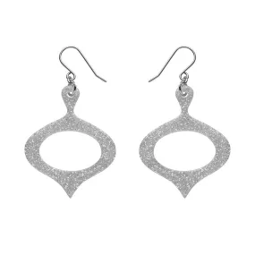 Bauble Glitter Resin Drop Earrings - Silver