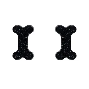 Bones Glitter Resin Stud Earrings - Black