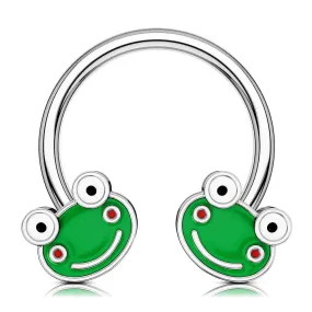 16G Smiling Green Big Eyes Frog Septum Ring