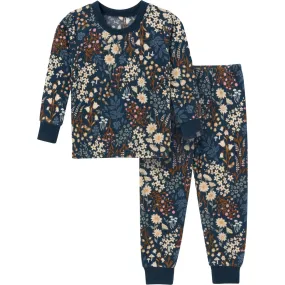 2-Piece Infant & Toddler Girls Navy Floral Hacci Pajama Set