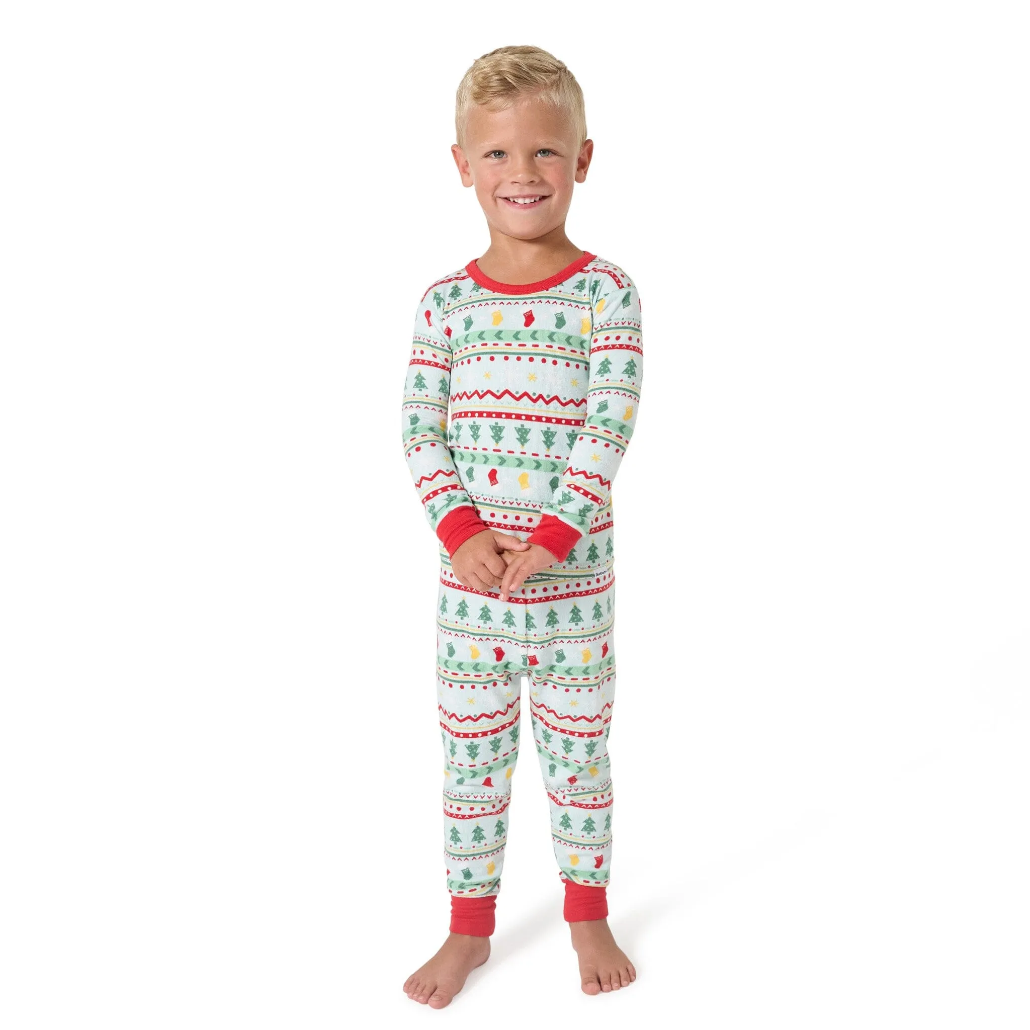 2-Piece Infant & Toddler Neutral Oh What Fun Fair Isle Hacci Snug Fit Pajama Set