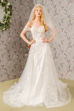 3D Floral Off Shoulder Wedding Gown by GLS Gloria GL3423