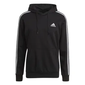 adidas Essentials French Terry 3 Stripe Hoodie - Mens - Black/White