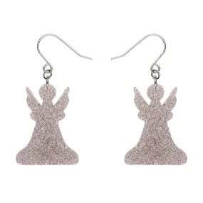 Angel Glitter Drop Earrings - Silver