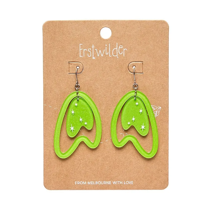 Atomic Boomerang Drop Earrings - Green