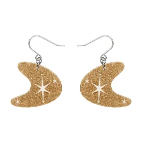 Atomic Boomerang Glitter Drop Earrings - Gold