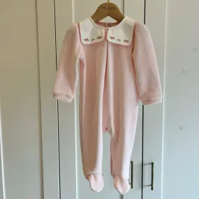 Babygrow - Pale Pink Velour Floral Bib