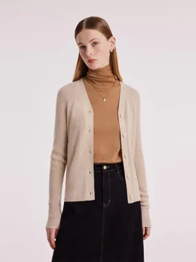 Beige Seamless Cashmere Cardigan