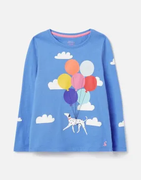 Bessie Long Sleeve Screenprint T-Shirt Blue Dalmatian | Joules