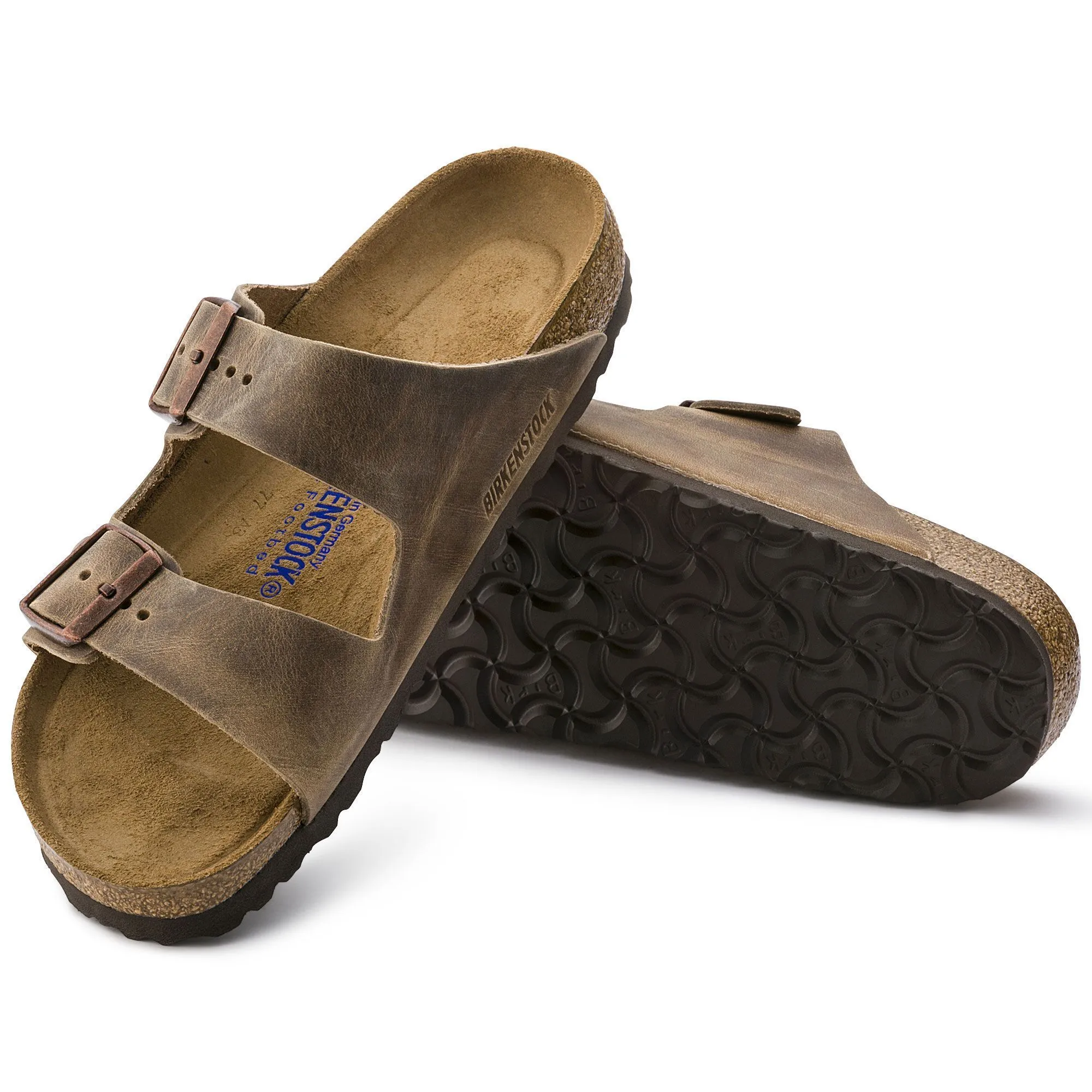 BIRKENSTOCK ARIZONA SOFT FOOTBED TOBACCO BROWN OILED NUBUCK LEATHER UNISEX