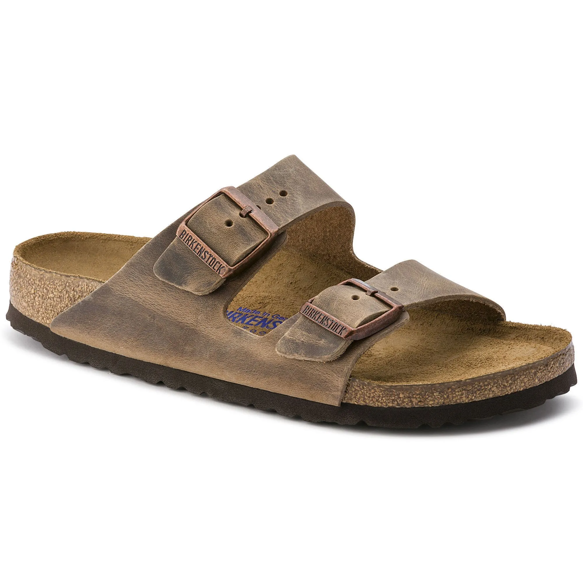 BIRKENSTOCK ARIZONA SOFT FOOTBED TOBACCO BROWN OILED NUBUCK LEATHER UNISEX