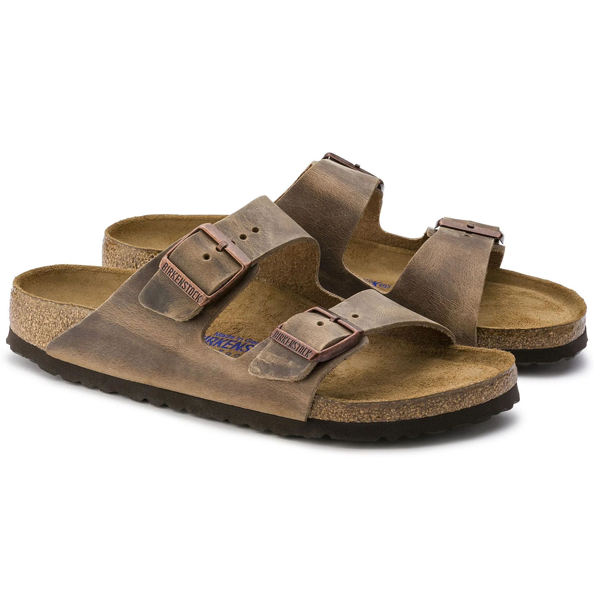 BIRKENSTOCK ARIZONA SOFT FOOTBED TOBACCO BROWN OILED NUBUCK LEATHER UNISEX