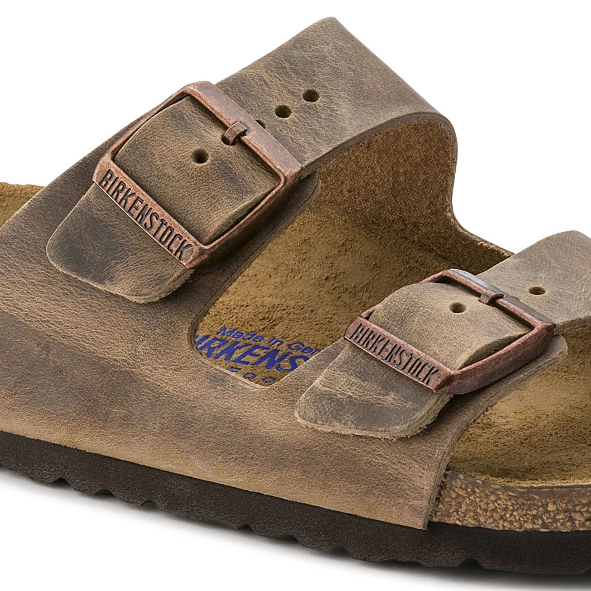 BIRKENSTOCK ARIZONA SOFT FOOTBED TOBACCO BROWN OILED NUBUCK LEATHER UNISEX