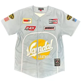 Black Pike 'Vandal Racing' PU Baseball Jersey (Baby Blue) BS5003