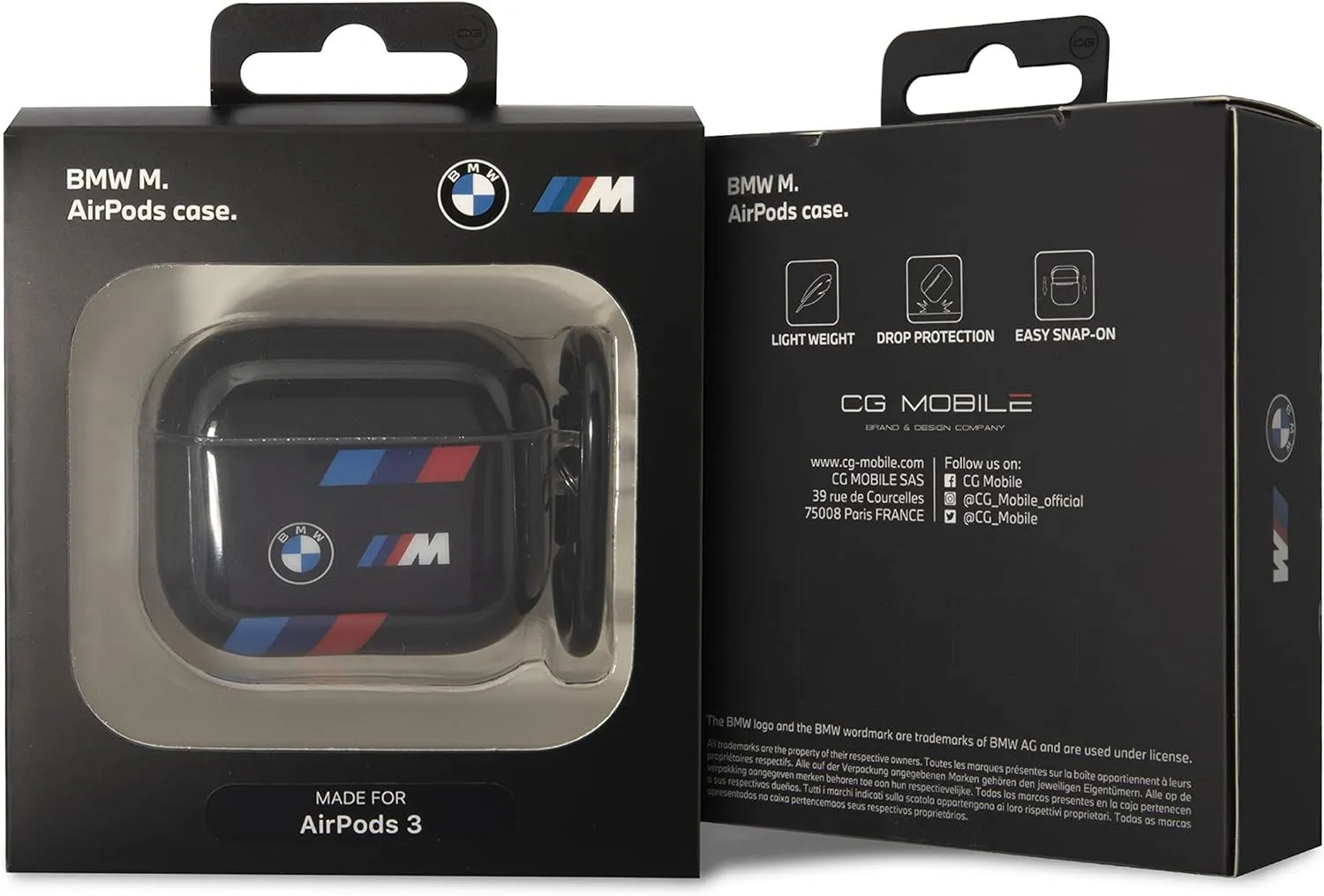 BMW M Series Multiple Coloured Lines Cover for Airpods 3 Black - BMA322SWTK