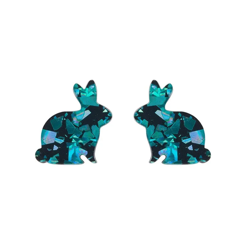 Bunny Chunky Glitter Resin Stud Earrings - Green