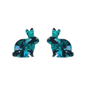 Bunny Chunky Glitter Resin Stud Earrings - Green