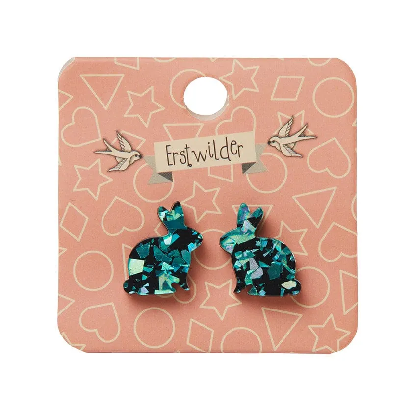 Bunny Chunky Glitter Resin Stud Earrings - Green