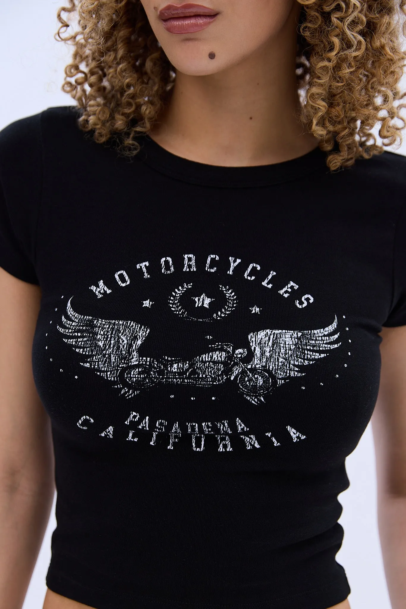 California Moto Graphic Crew Neck Ribbed Baby Tee