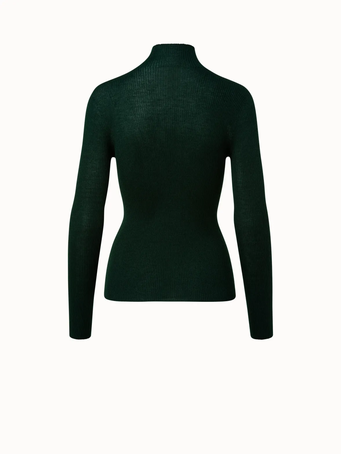 Cashmere Silk Fine Rib Mockneck