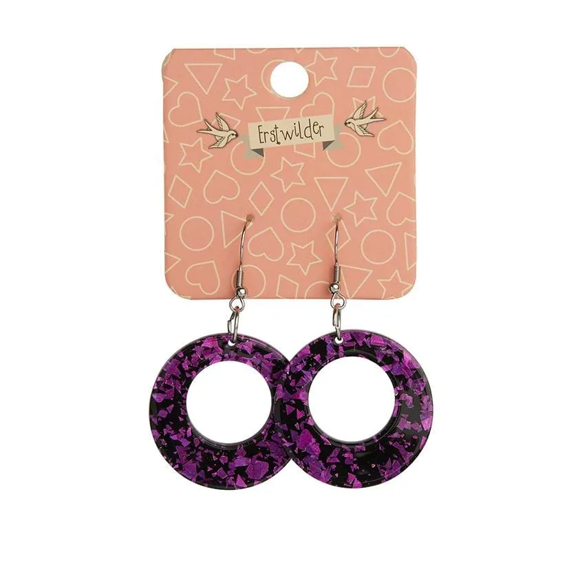 Circle Chunky Glitter Drop Earrings - Fuchsia