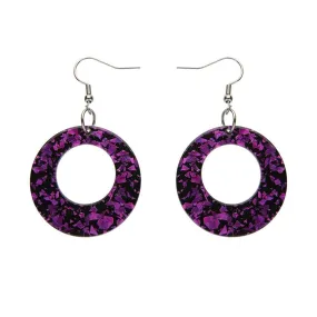 Circle Chunky Glitter Drop Earrings - Fuchsia