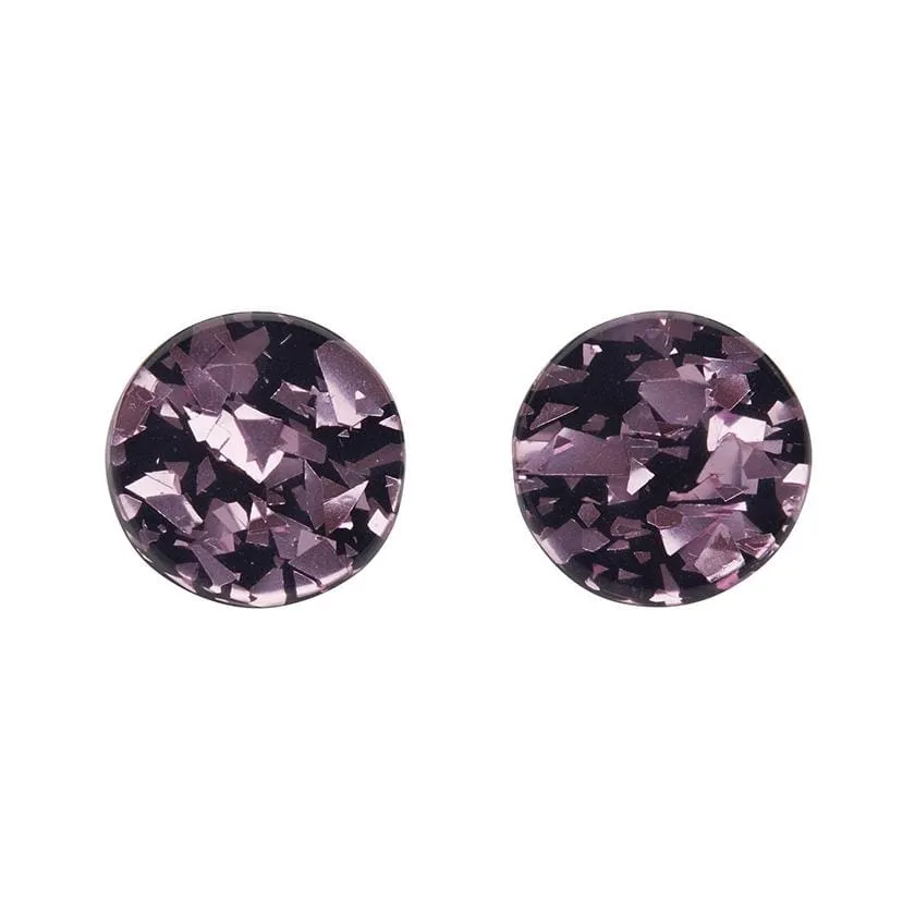 Circle Chunky Glitter Resin Stud Earrings - Pink