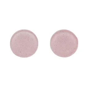 Circle Glitter Resin Stud Earrings - Light Pink