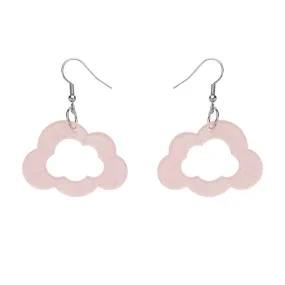 Cloud Glitter Resin Drop Earrings - Pink