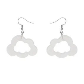 Cloud Glitter Resin Drop Earrings - White