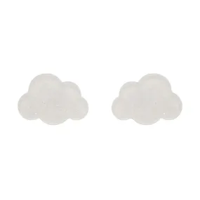 Cloud Glitter Resin Stud Earrings - White