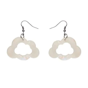 Cloud Solid Glitter Resin Drop Earrings -White