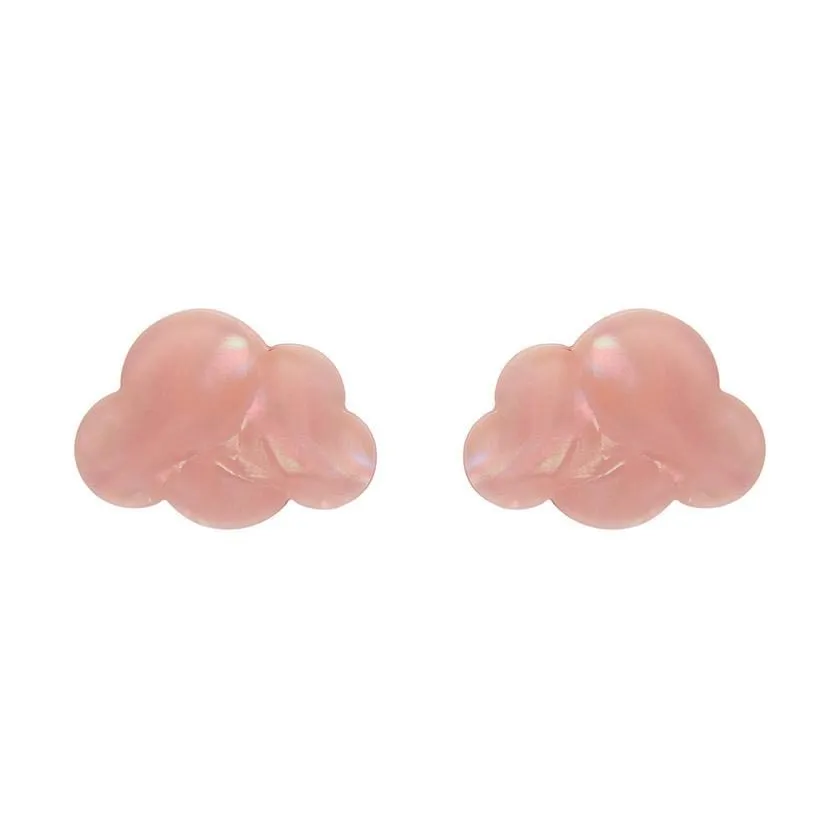 Cloud Solid Glitter Resin Stud Earrings - Pink