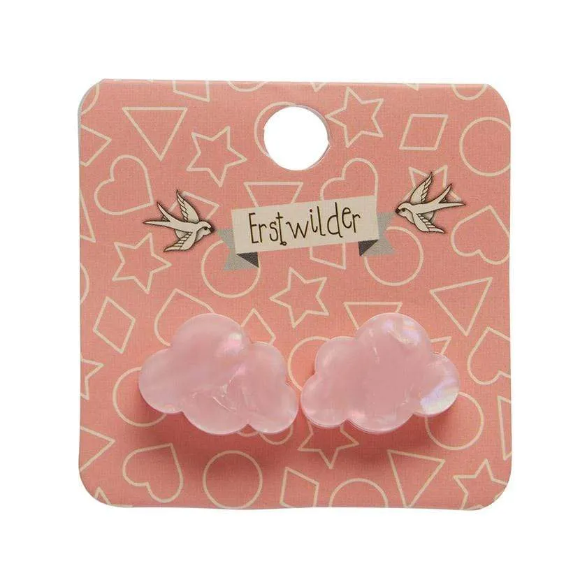 Cloud Solid Glitter Resin Stud Earrings - Pink