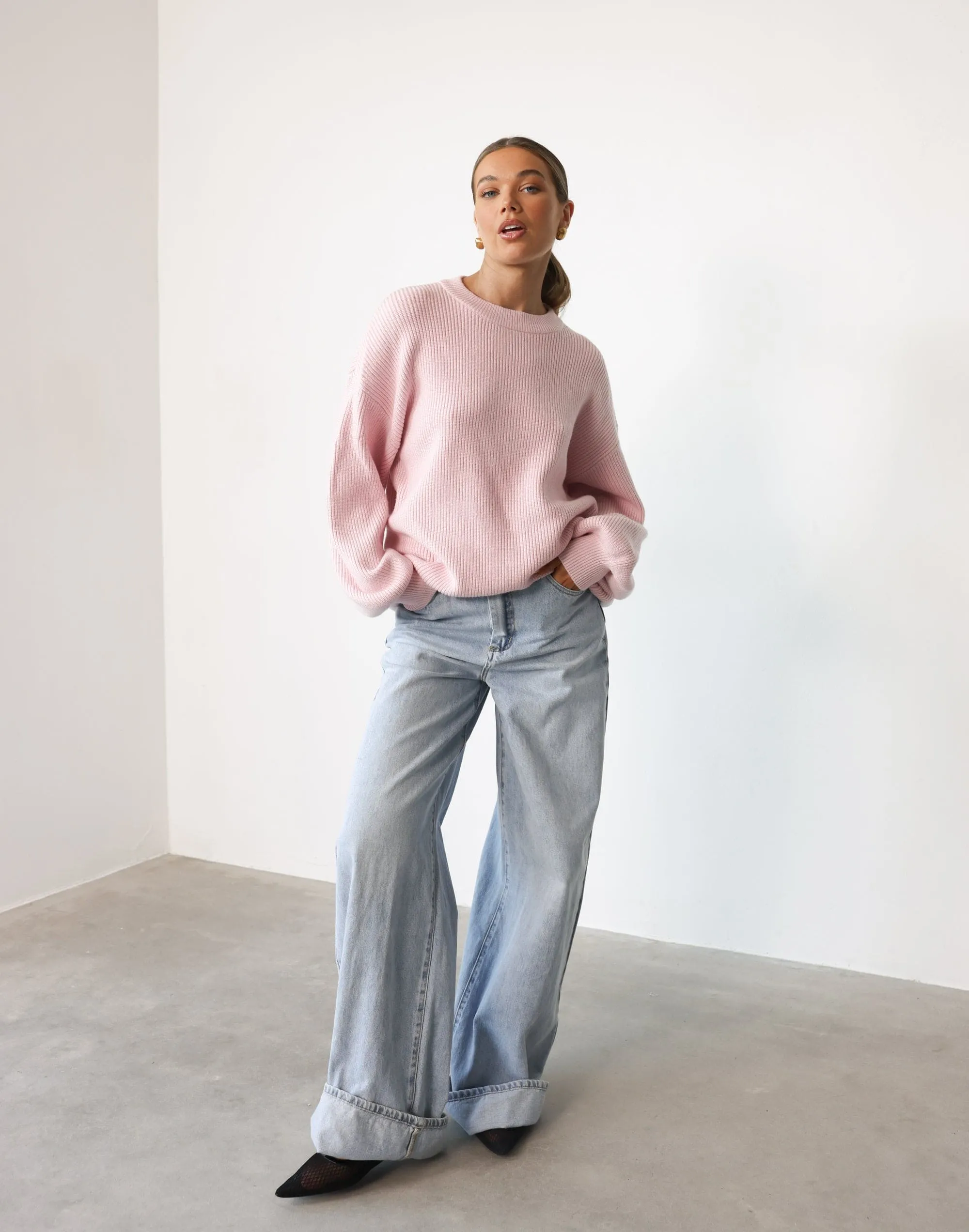 Cody Oversized Jumper (Baby Pink)