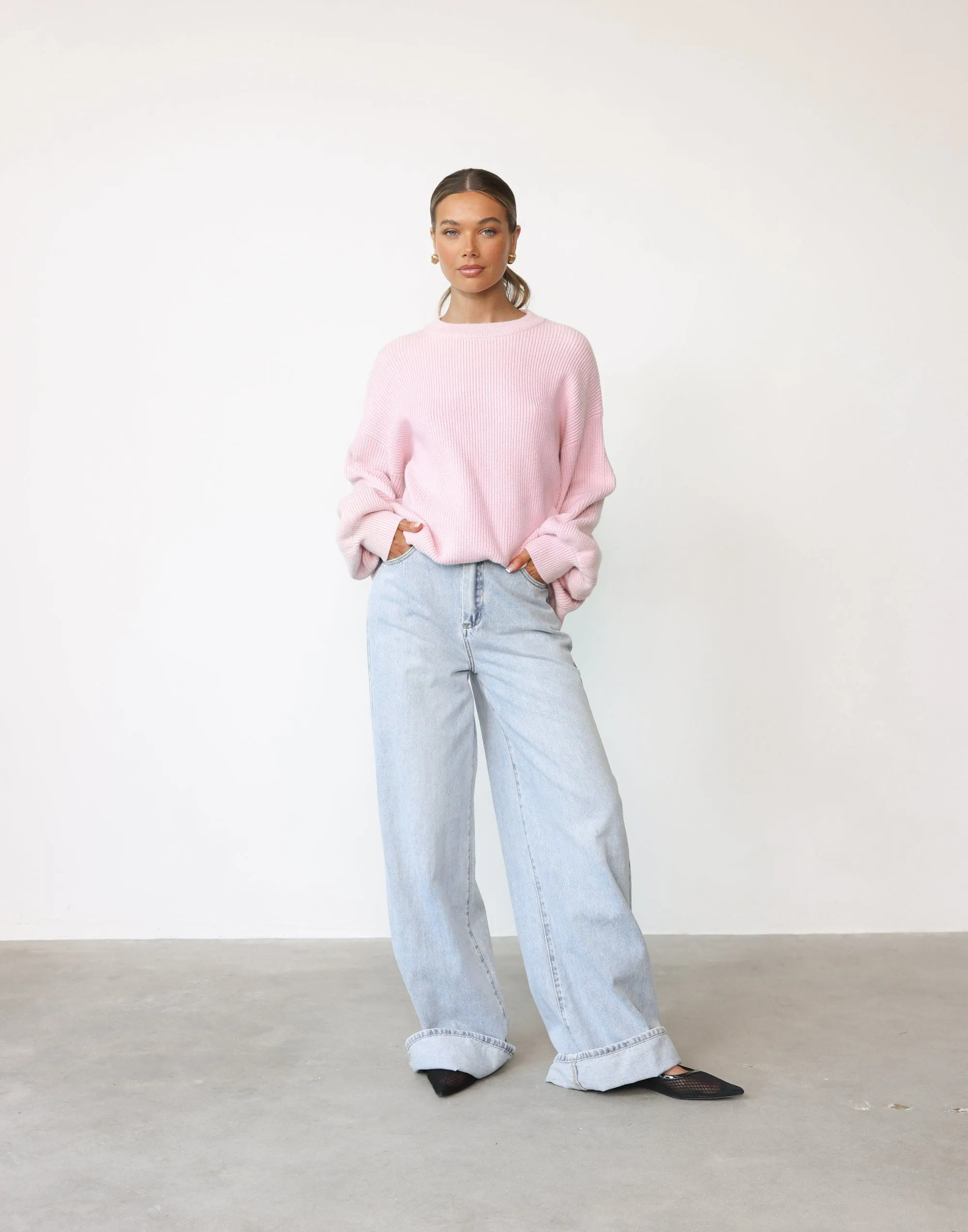 Cody Oversized Jumper (Baby Pink)