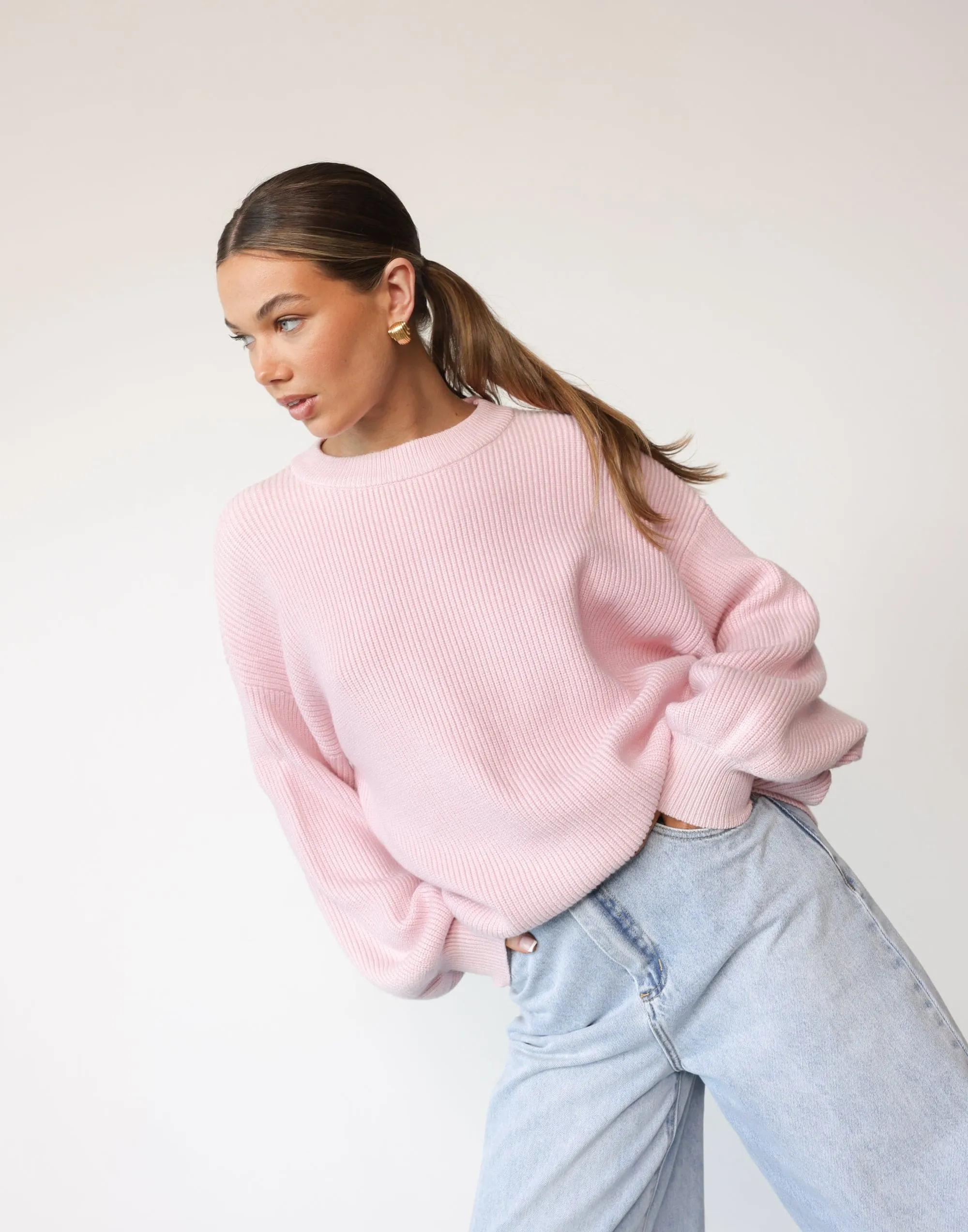 Cody Oversized Jumper (Baby Pink)