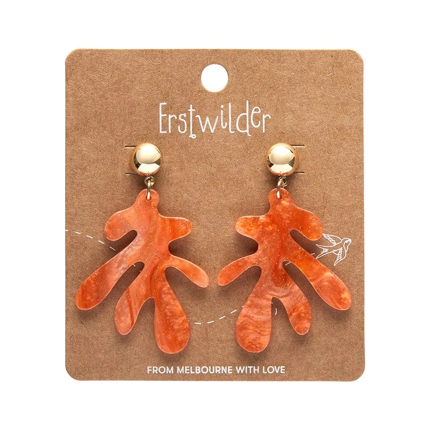 Coral Ripple Glitter Drop Earrings - Orange