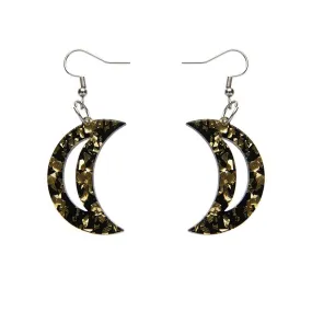 Crescent Moon Chunky Glitter Resin Drop Earrings - Gold