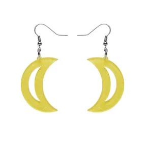 Crescent Moon Glitter Resin Drop Earrings - Yellow