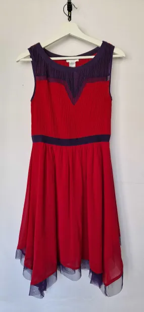 Cute Red & Purple Light Flowy Dress