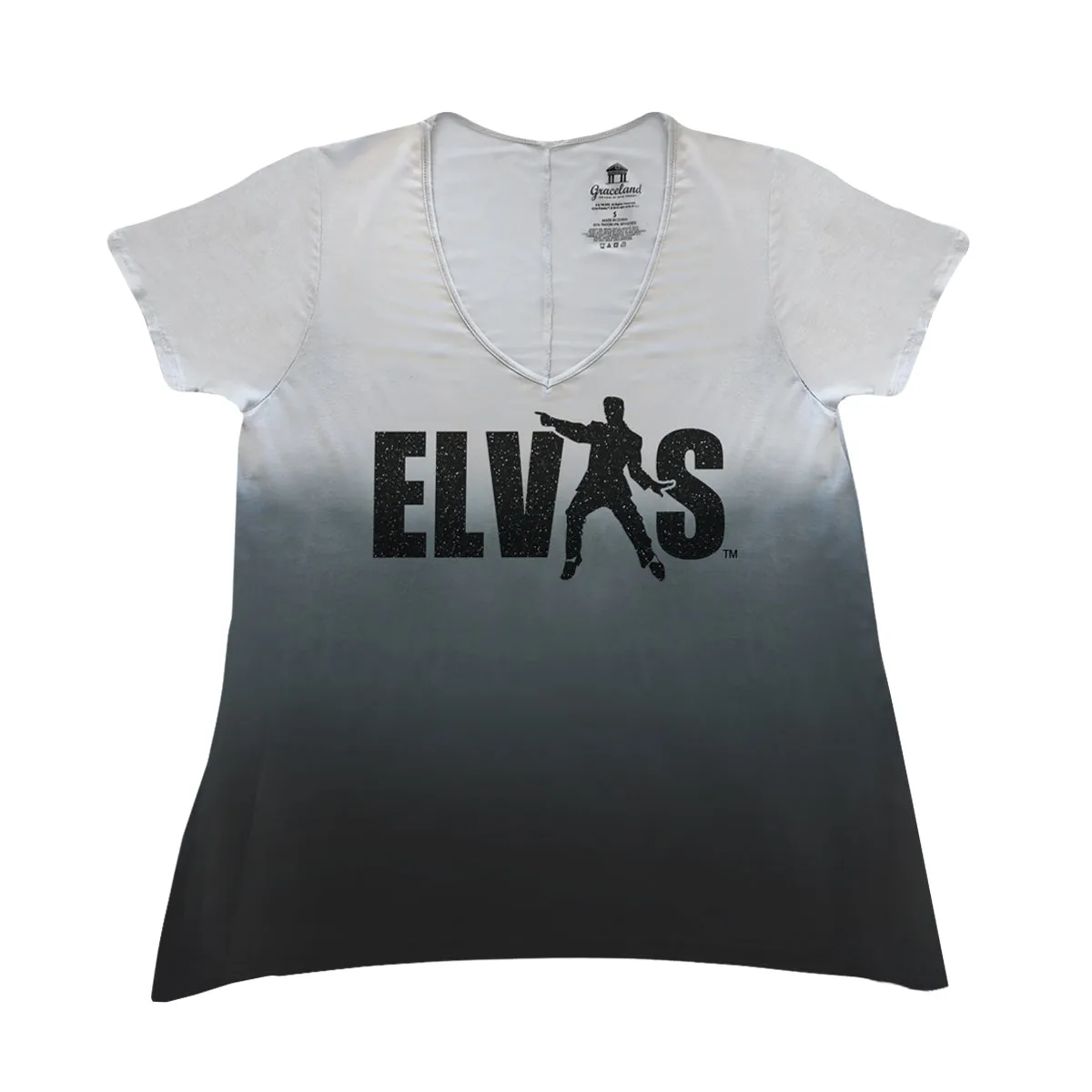 Elvis Ombre Trapeze Women's V-Neck T-Shirt