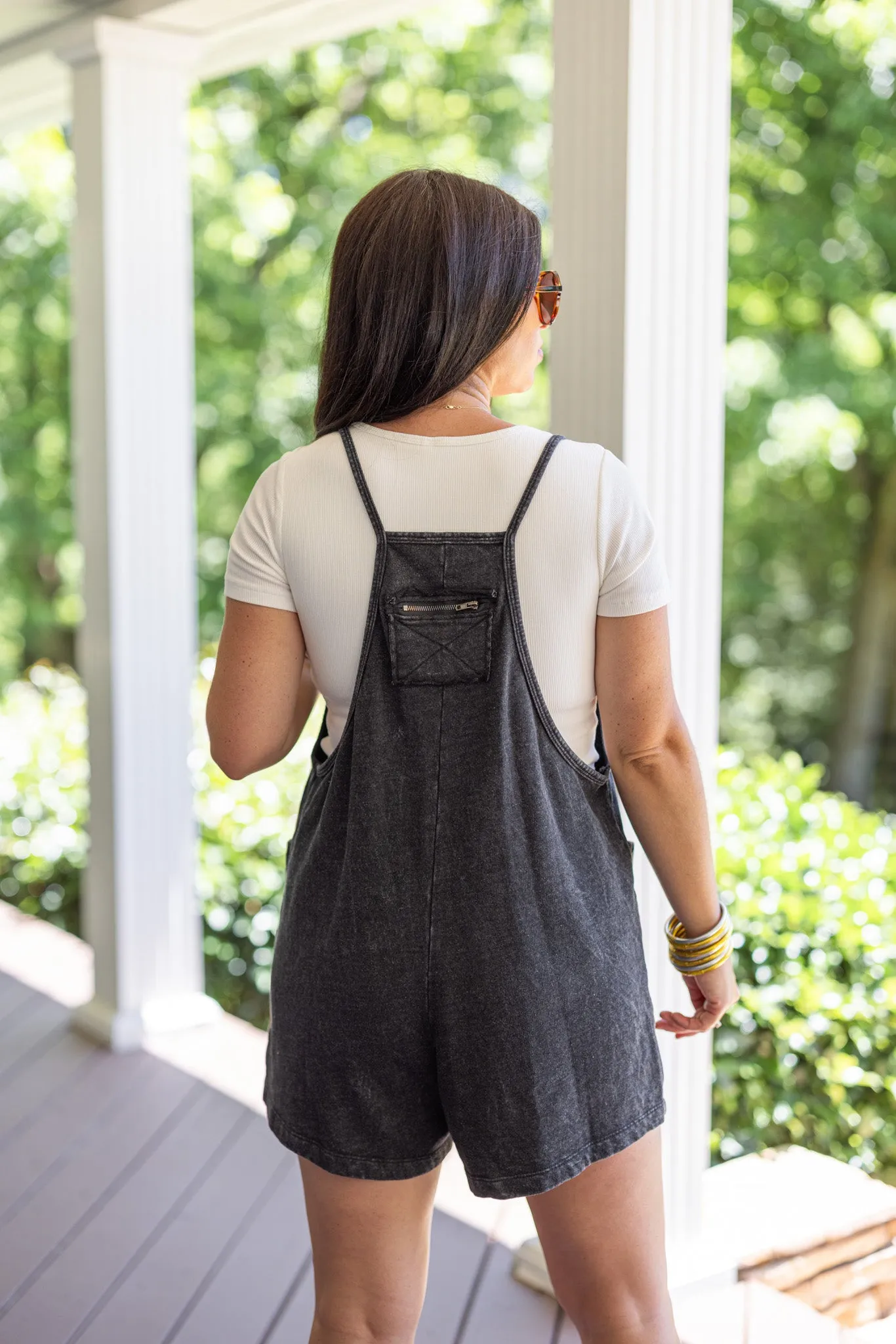 Everyday Happiness Washed Black Romper