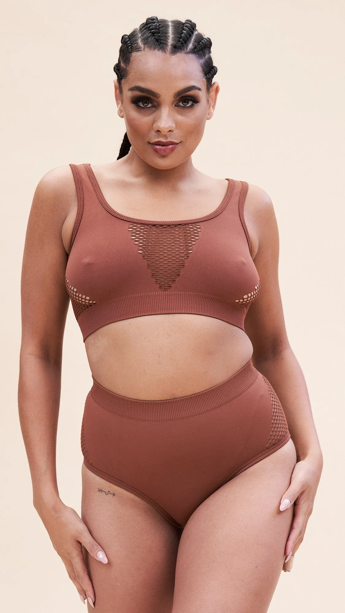 Gabi Crop - Shaping Breathable Crop Recycled Choco