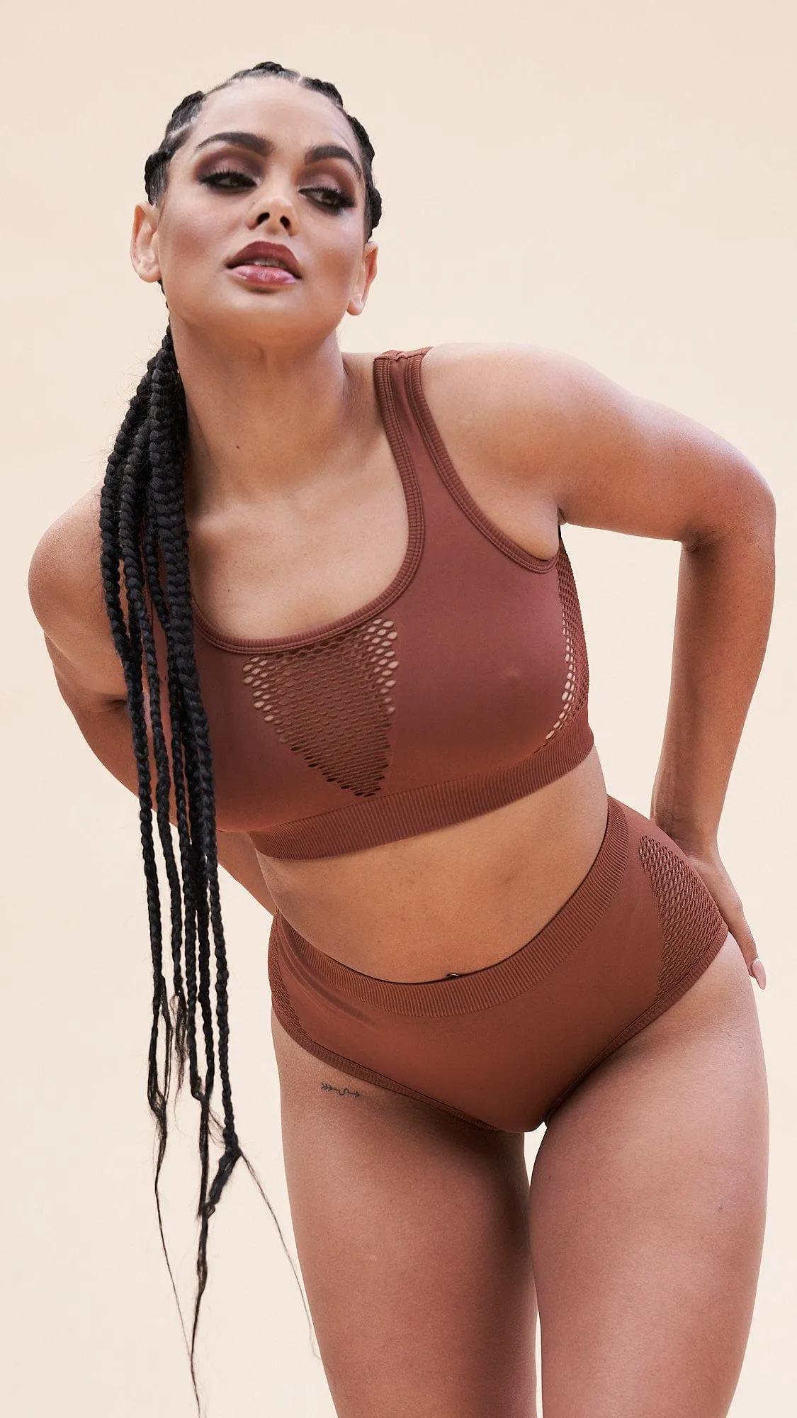 Gabi Crop - Shaping Breathable Crop Recycled Choco