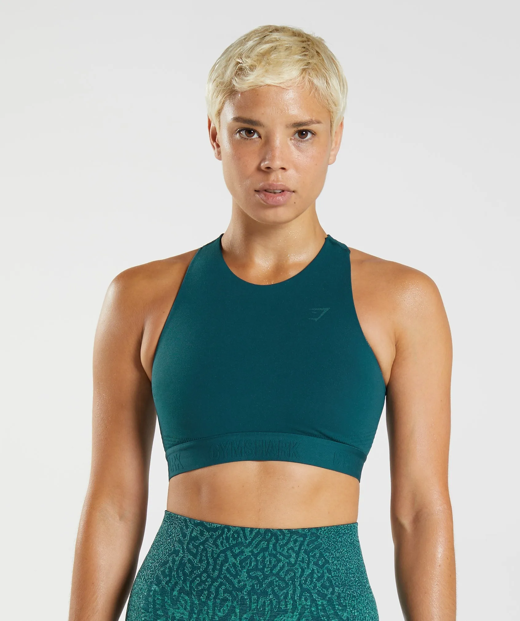 Gymshark 315 Performance High Neck Sports Bra - Winter Teal/Pearl Blue