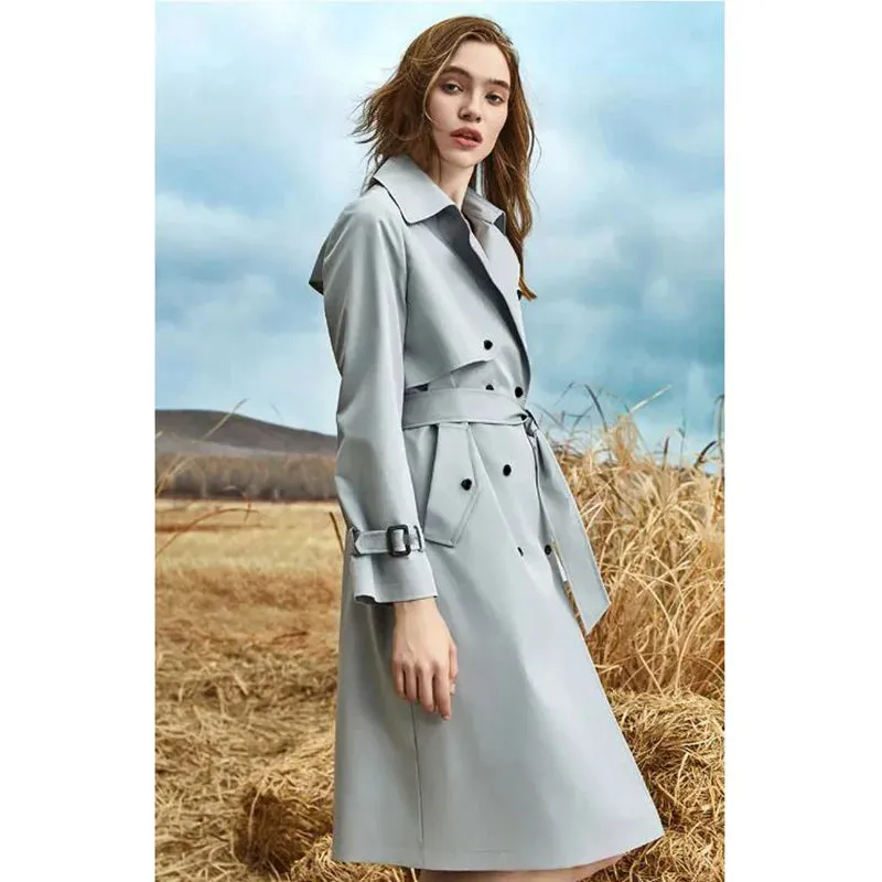 High-End Women’s Casual Trench Coat – Spring & Autumn Loose Lace-Up Windbreaker