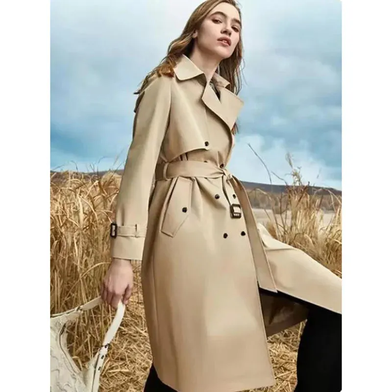 High-End Women’s Casual Trench Coat – Spring & Autumn Loose Lace-Up Windbreaker