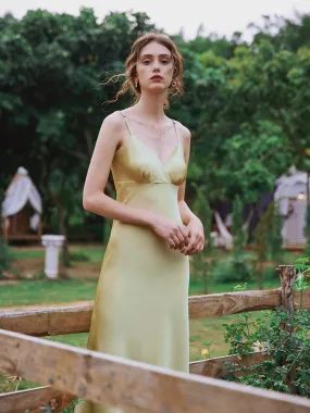 Kristin French V-Neck Slip Yellow-green Dress